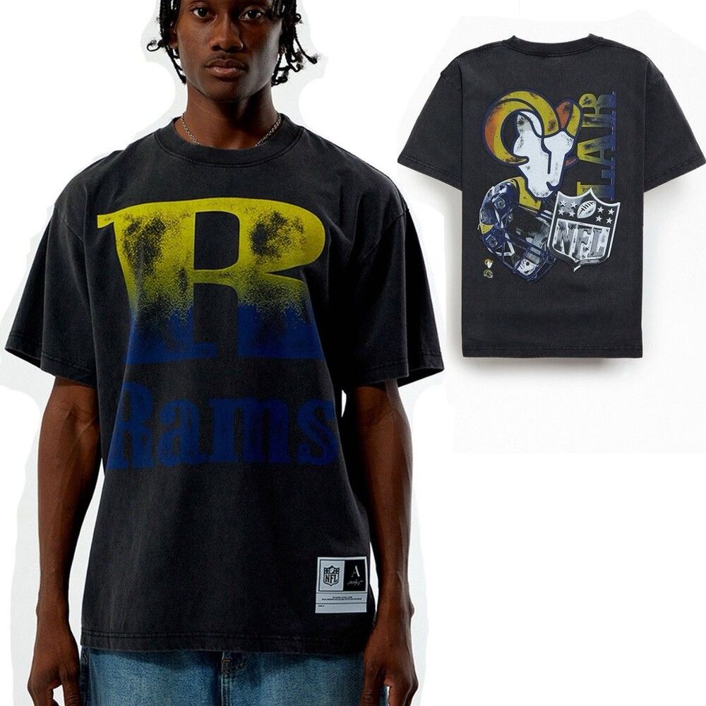 NEW NFL x Aleali May Mens Size XL LA Rams Graphic Print T-Shirt Vintage Black